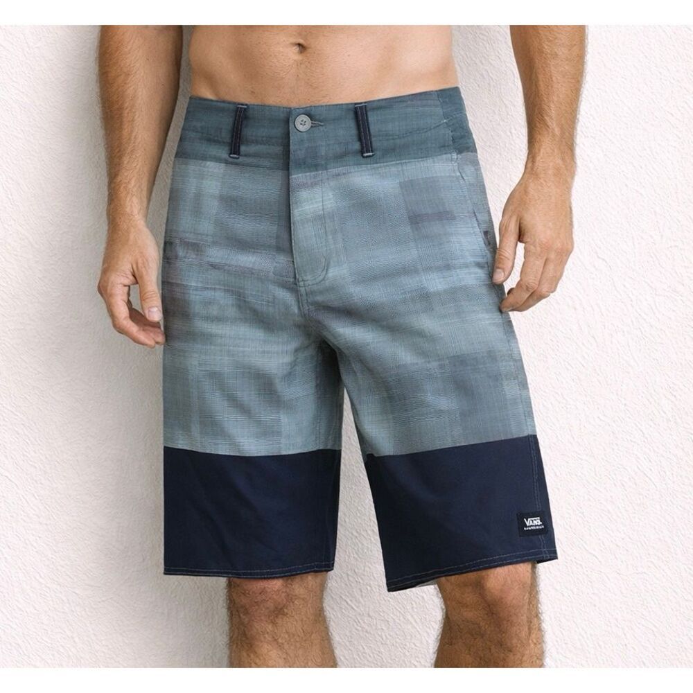 VANS Phibian green blue colorblock men’s swim trunks boardshorts size 30